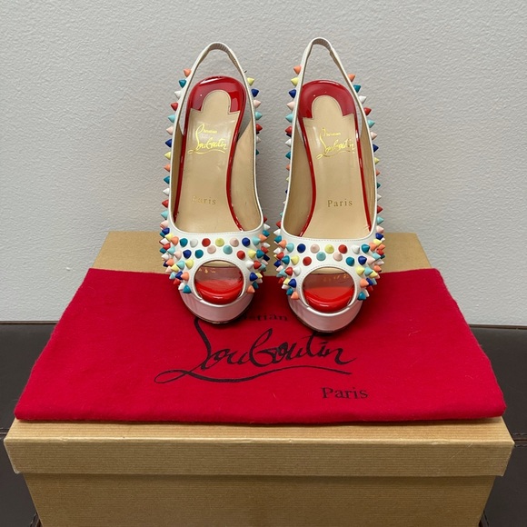 ***SOLD*** Christian Louboutin Lady Peep Sling Spike Pumps 36 - Picture 5 of 15